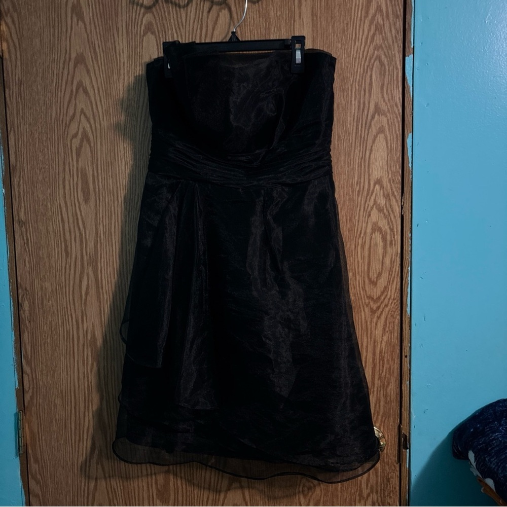 David's Bridal Black Strapless Dress